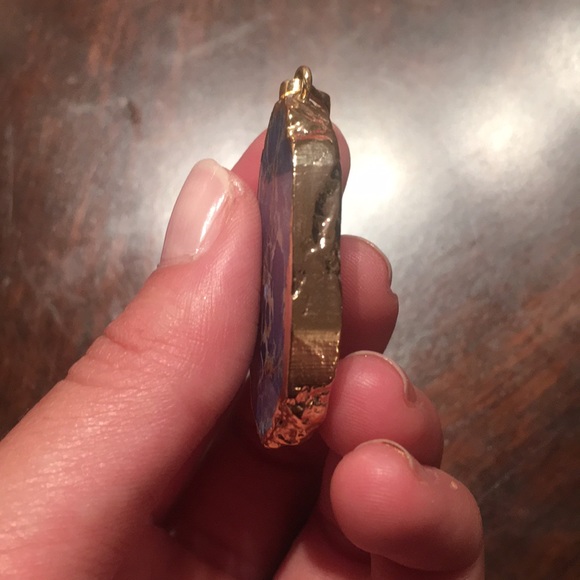 Blue Marble & Gold Edge Pendant - Picture 3 of 3